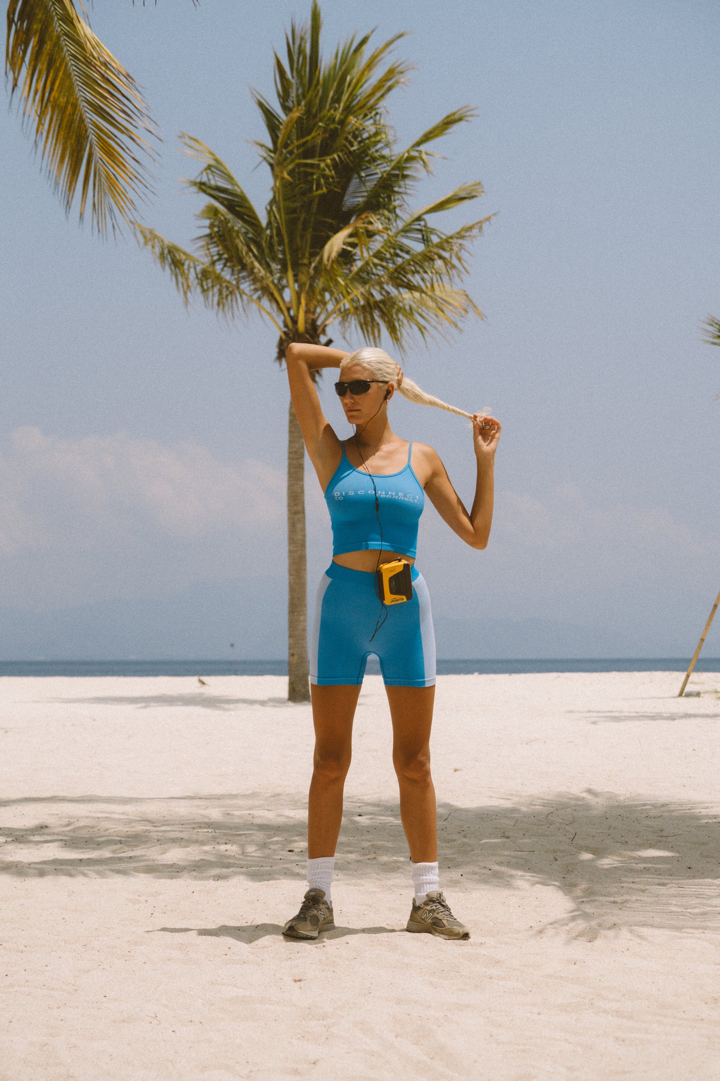 Pinky & Kamal Side Stripe Biker Short Azure Blue
