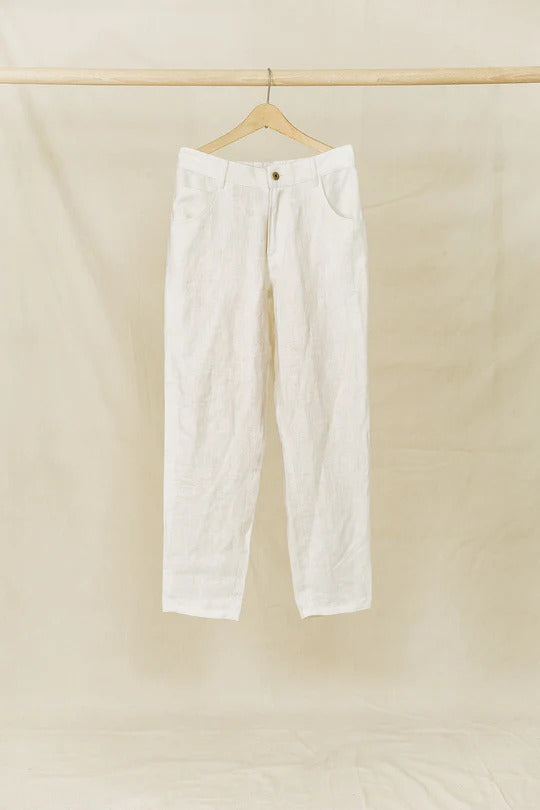 Ottway the Label Miller Textured Linen Pant White Mens