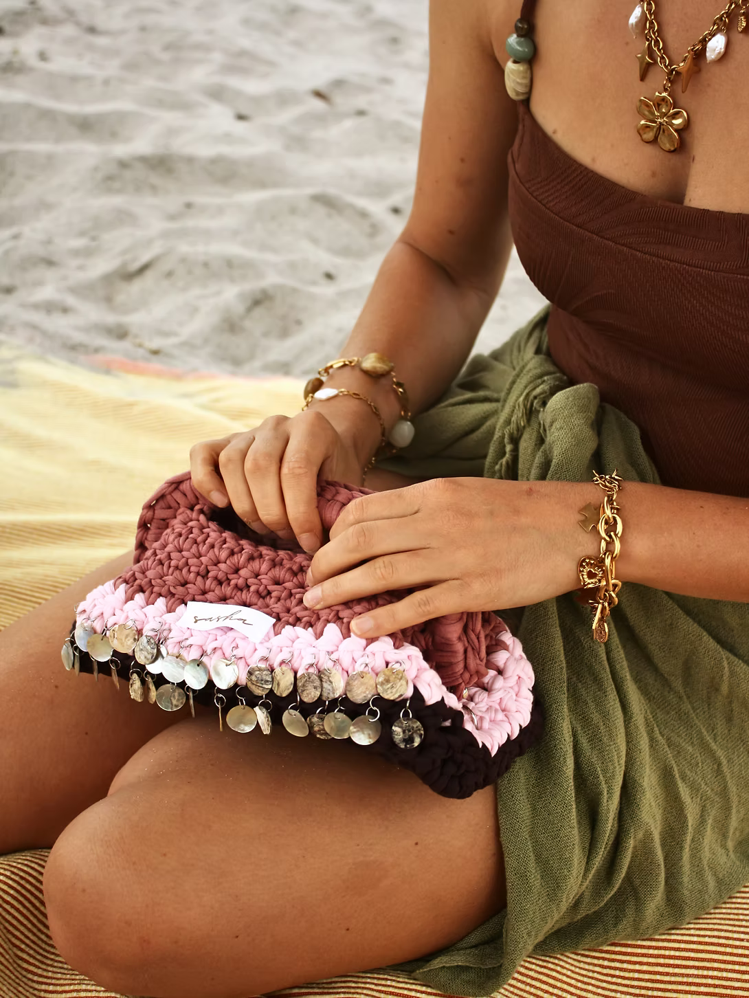 Sasha Made It Mulberry Embellished Clutch Large