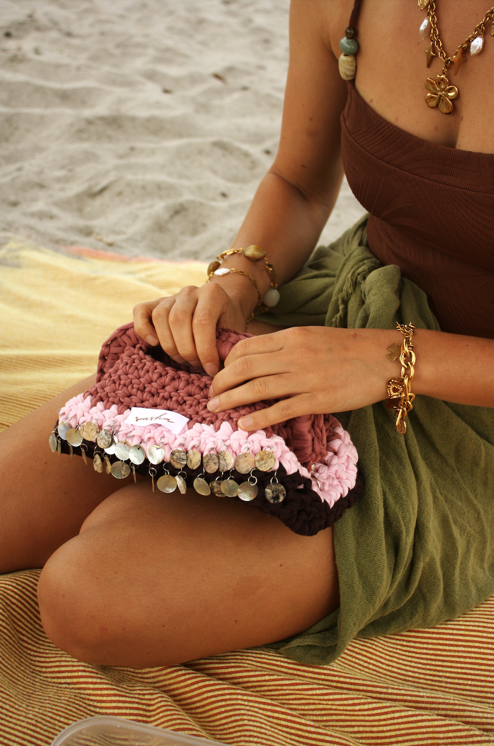 Sasha Made It Mulberry Embellished Clutch Large