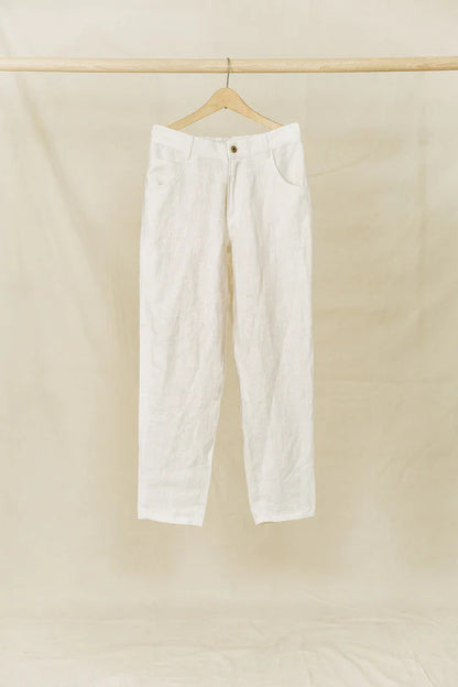 Ottway the Label Miller Textured Linen Pant White Womens