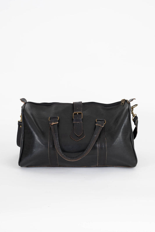 Bohzali Leather Signature Weekender Duffle Bag Black Small